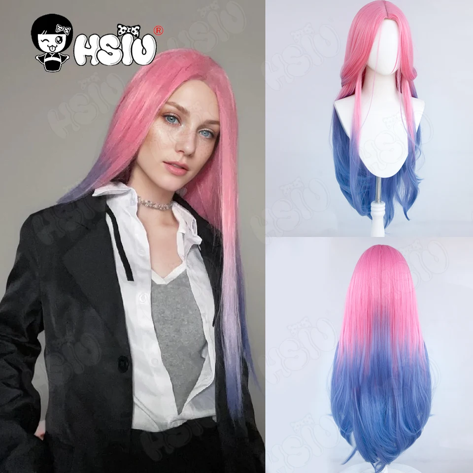 MIZI COSPLAY Parochná parochňa Syntetická parochňa 「HSIU」 Pranica ružového gradientu modrá fialová s dlhým vlasom Anime cudzí pódium Cosplay kostým parochňa
