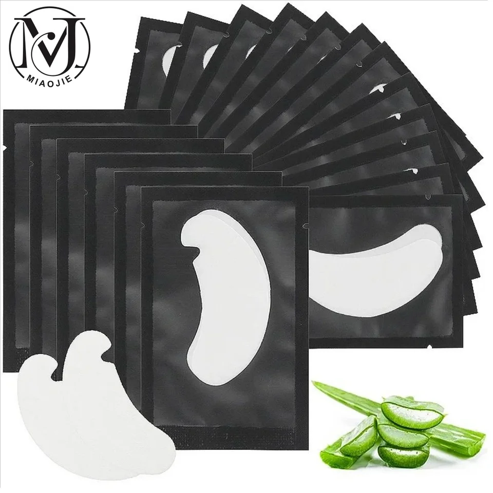 MJ 50pairs Eye Patches predlžovanie mihalníc pod očnými doštičkami make -up riasy Patch Tip Stickers vankúšiky pre dodávky predlžovania rias