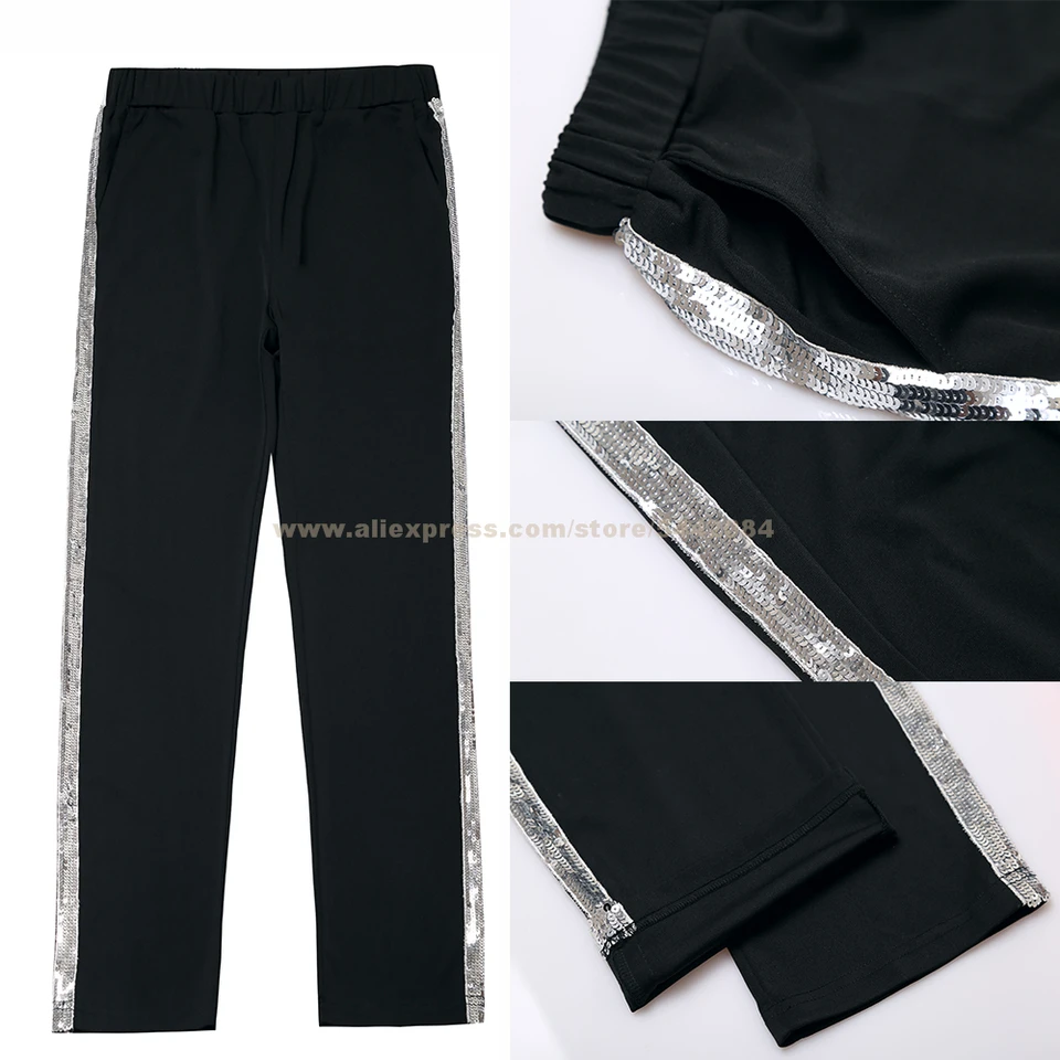 MJ Michael Jackson Billie Jean Pants Sliver Casual Stripe Navičky na zbierku Party Pants Cosplay Cosplay Prop #1BJD0601