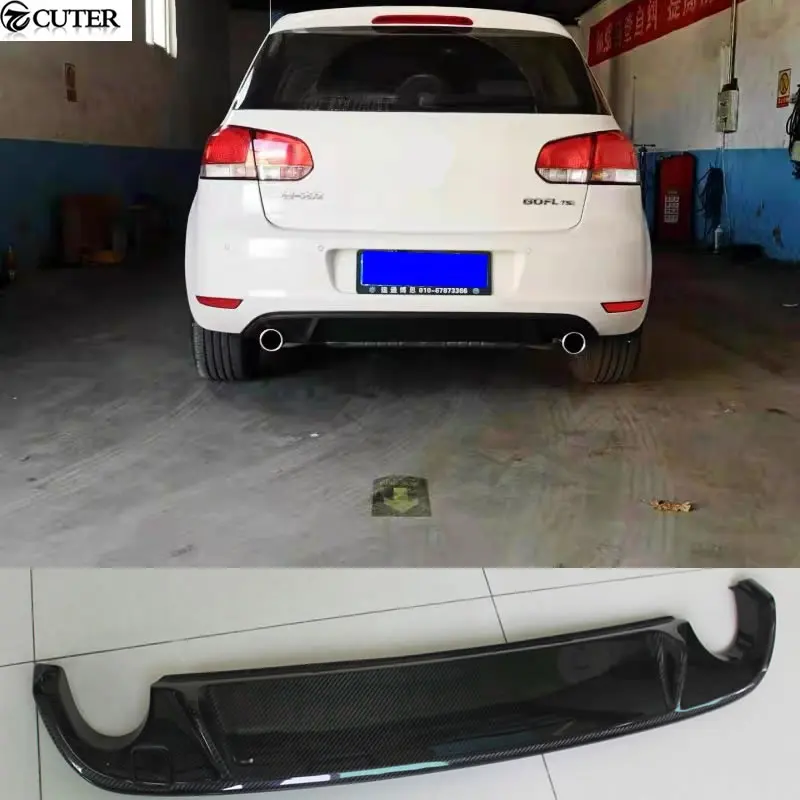 MK6 GTI v štýle uhlíkových vlákien Zadný nárazník zadného nárazníka pre Volkswagen VW Golf 6 Car Body Kit 2013