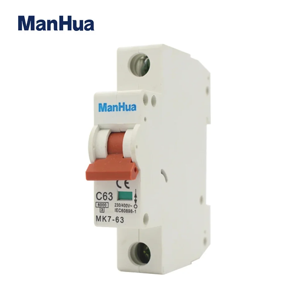 MK7-63 Single Double Three Tri pól C krivka MCB 16A 32A 63A Elektrický spínač 1p/2p/3p 6KA Miniatúrny istič AC230V DIN Rail