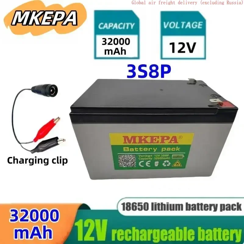 MKEPA 12V 3S8P 32AH Veľká kapacita lítium-iónovej batérie pre vonkajšie skladovanie energie v golfových vozíkoch a elektrických trojkolkách