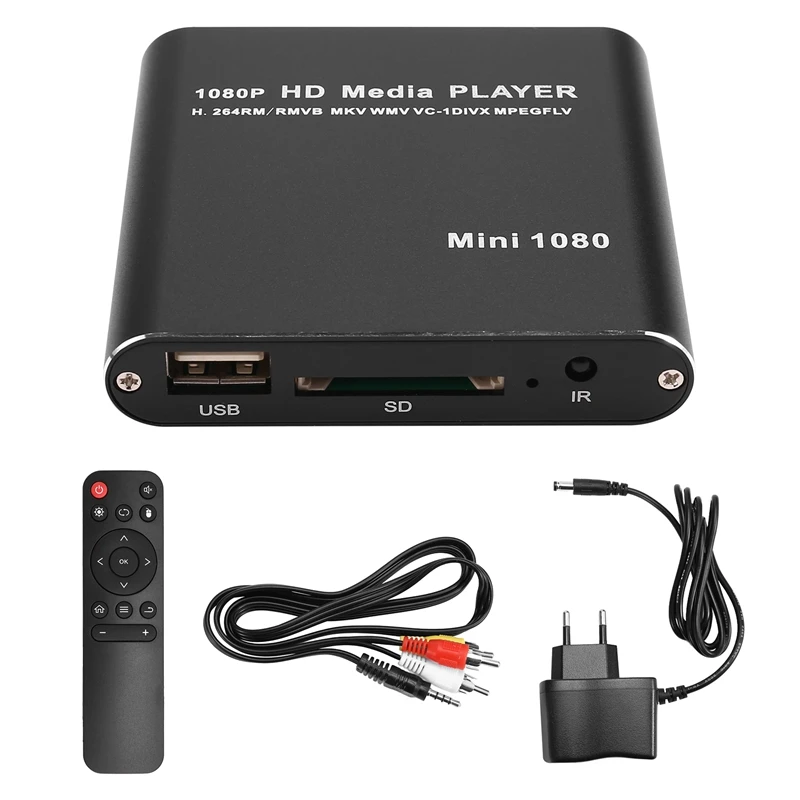 MKV H.264 HDD Multimedia Player Full HD 1080p Prehrávač médií USB s podporou televízneho boxu SD Media Podpora RMVB WMV HDD Player EU PLUG EU