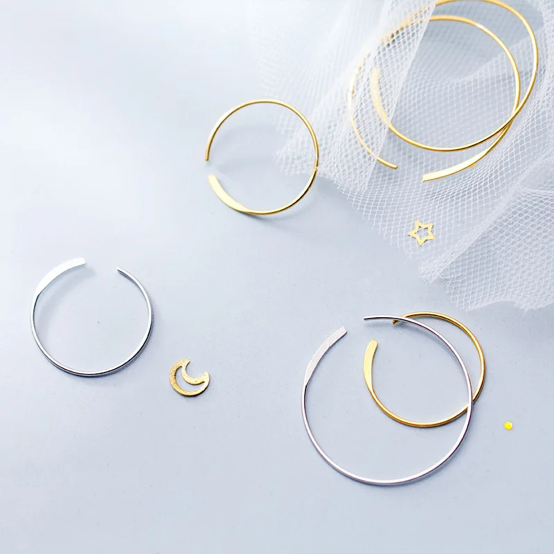 Mlingacc ženy 925 Sterling Silver Hoop náušnice Round Circle Loop Darčeky jednoduché strieborné obruče náušnice Brincos