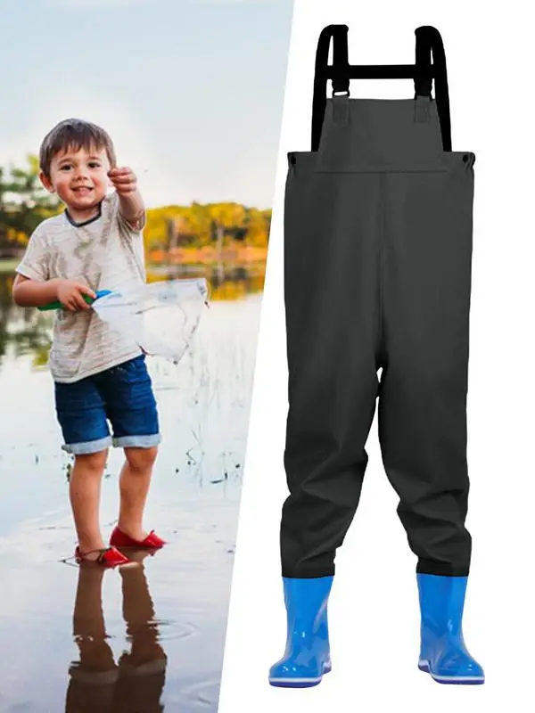 Mládežnícky hrudník Wader PVC Wader Half Body Rybing Vodné nohavice s topánkami Elastický pás Rýchle uvoľňovanie praciek nastaviteľné pre deti