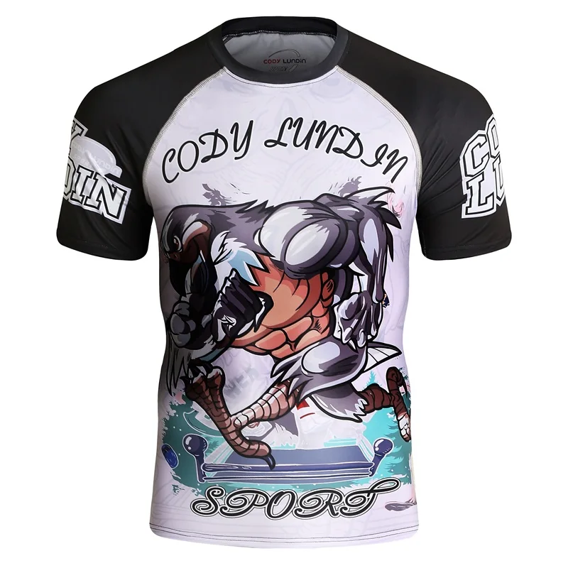 MMA Rashguard Jiu Jitsu BJJ Tréning krátky rukáv fitness Muay Thai Boxing Športový sveter v boxe dresy tričko Pánske suché suché
