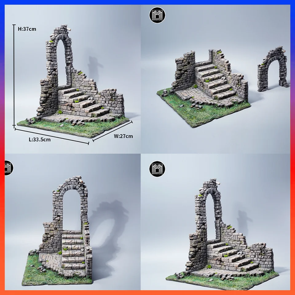 MMMToys M2213 1/12 Stredoveké zrúcaniny v mierke Scéna 1,0 vojaková platforma scéna ornament pre 6 -palcové darčeky akčnej postavy
