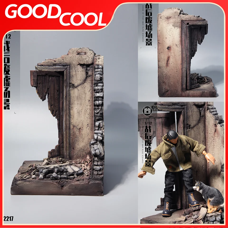 MMMTOYS M2217 1/12 Model simulácie mierky pre rekvizity v povojnovej ruinách Scéna vojakov pre 6-palcové figúrske telo