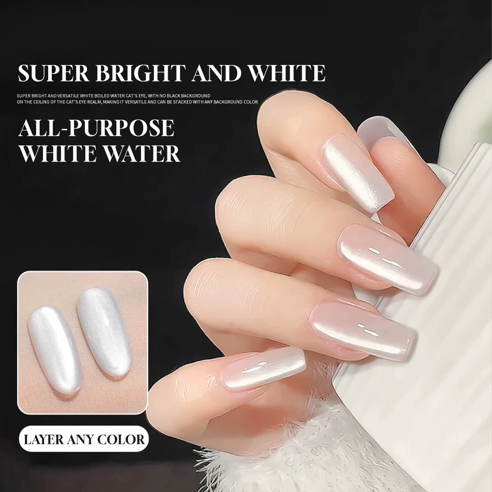 Mn 12 ml zimný ľad priehľadná želé varená voda Cat Cat Eye Gel na nechty lak blesk porcelánu biele sklo guľôčky mačacie očné gél