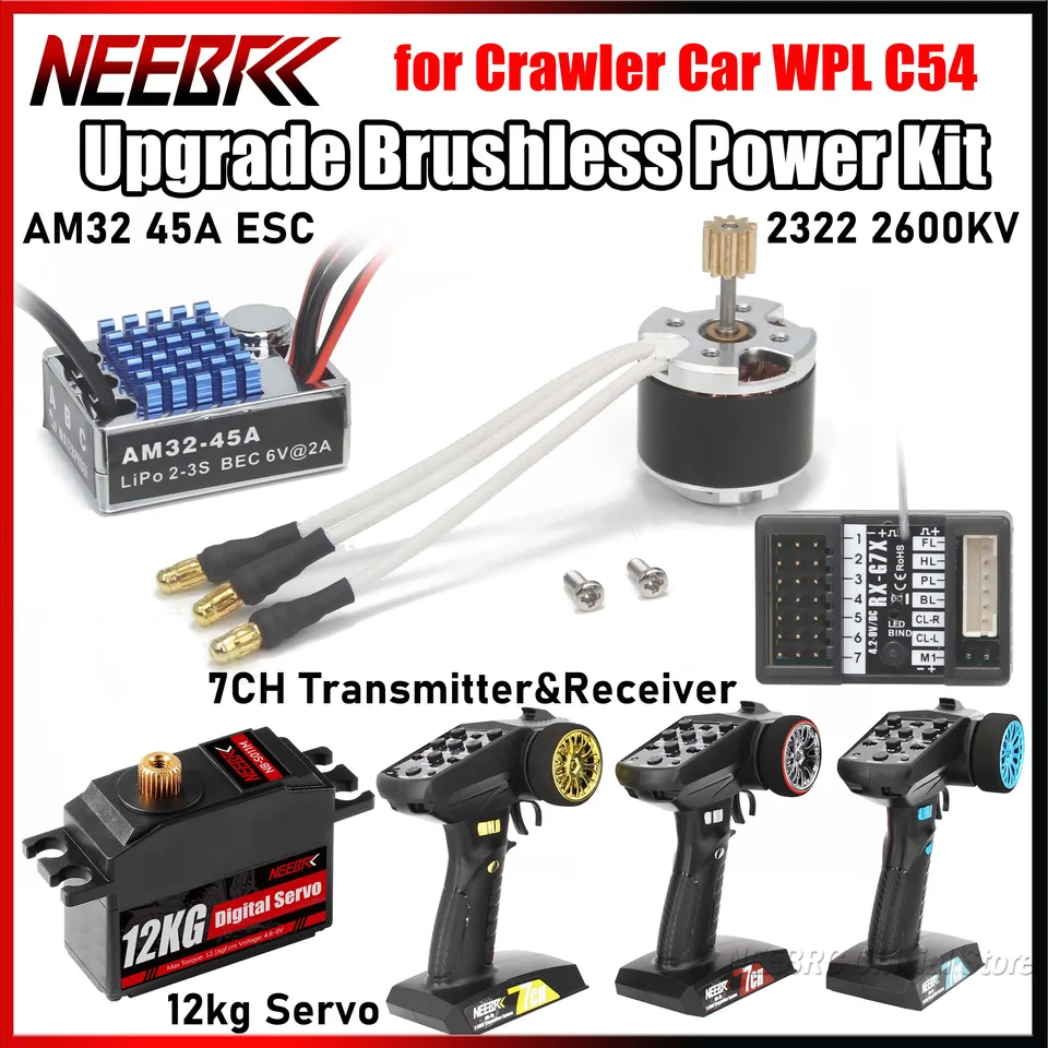 MN82 MN99S MN168 MN78 BRUSHLESS MODOVANIE KIT 2322 Outurner Motor 45a ESC 7CH PREPONTITTER 12 kg servo pre RC Crawler CAR