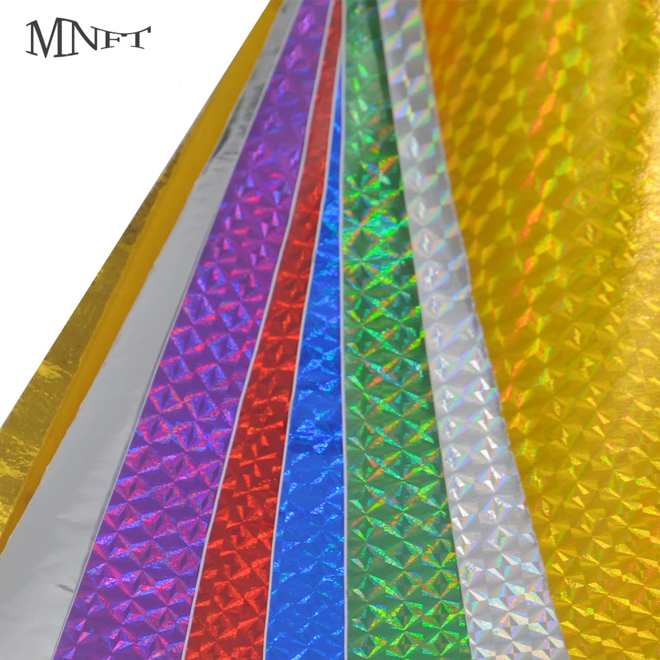 MNFT 12ks 10cm x 20 cm holografický adhezívny film Flash páska DIY Lure Rybárske materiály
