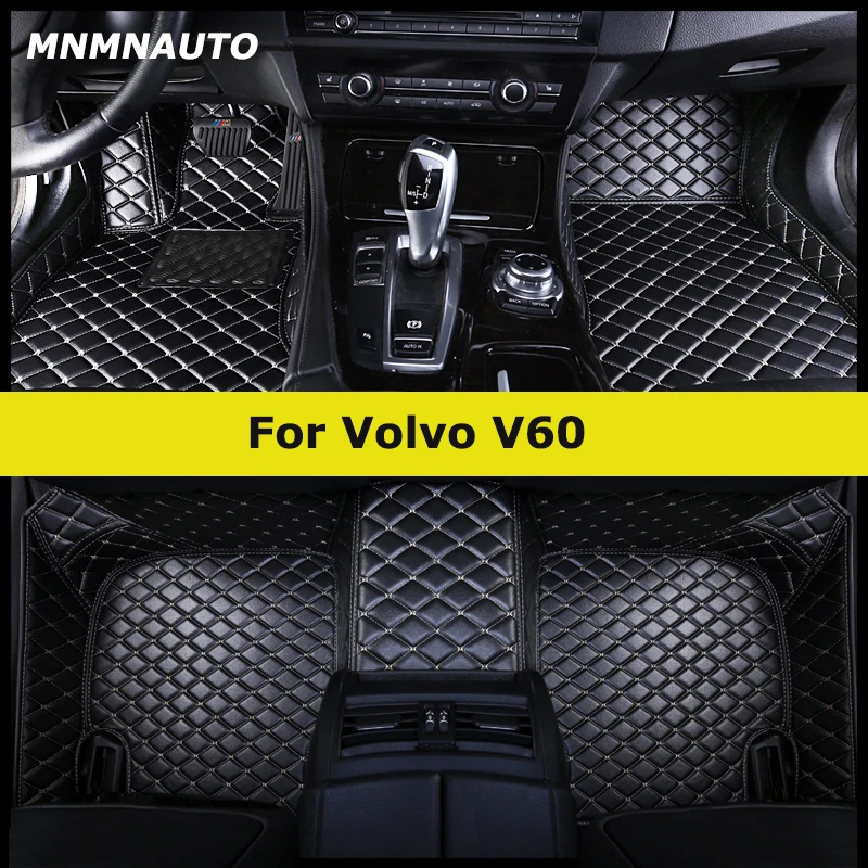 Mnmnauto vlastné podlahové podlahy pre rohože pre Volvo V60 Automatické koberce Foot Coche Accessorie