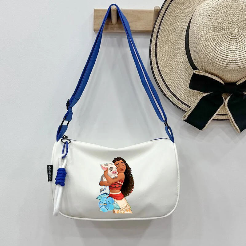 Moana 2 ramenné taška Ženy módne svetlo plátno Packeet Disney Cartoon Anime Movie Crossbody Bags
