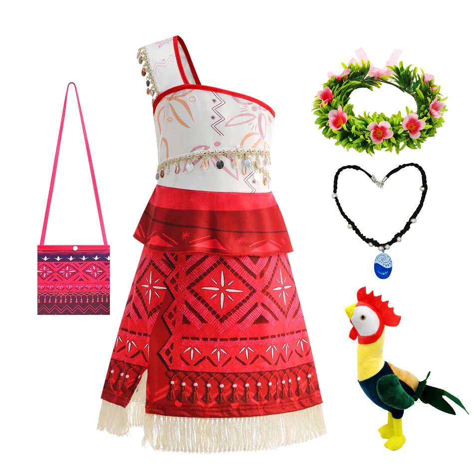 Moana Dress for Girl New Moive Moana 2 Cos kostýmy Deti Geometric tlače dekoratívne šaty Halloween oblečenie