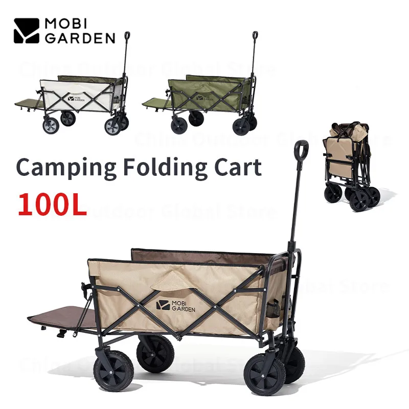 Mobi Garden 100L kemping skladací vozeň 600d Oxford Tank prenosný 360 ° Správny kolesový vozík Vonkajší pláž s veľkou kapacitou