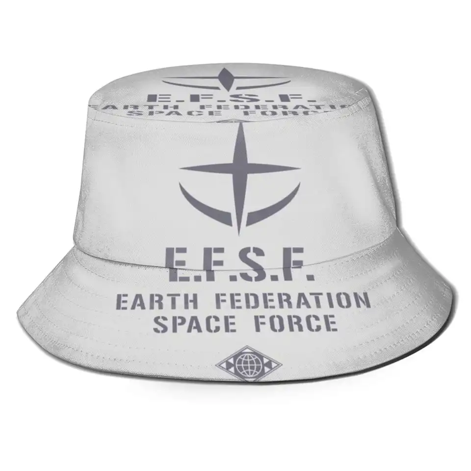 Mobilný oblek EFSF Ženy Muži rybárske klobúky Caps Caps Mobile Suit EFSF Zem federácia vesmírna sila sci -fi mecha