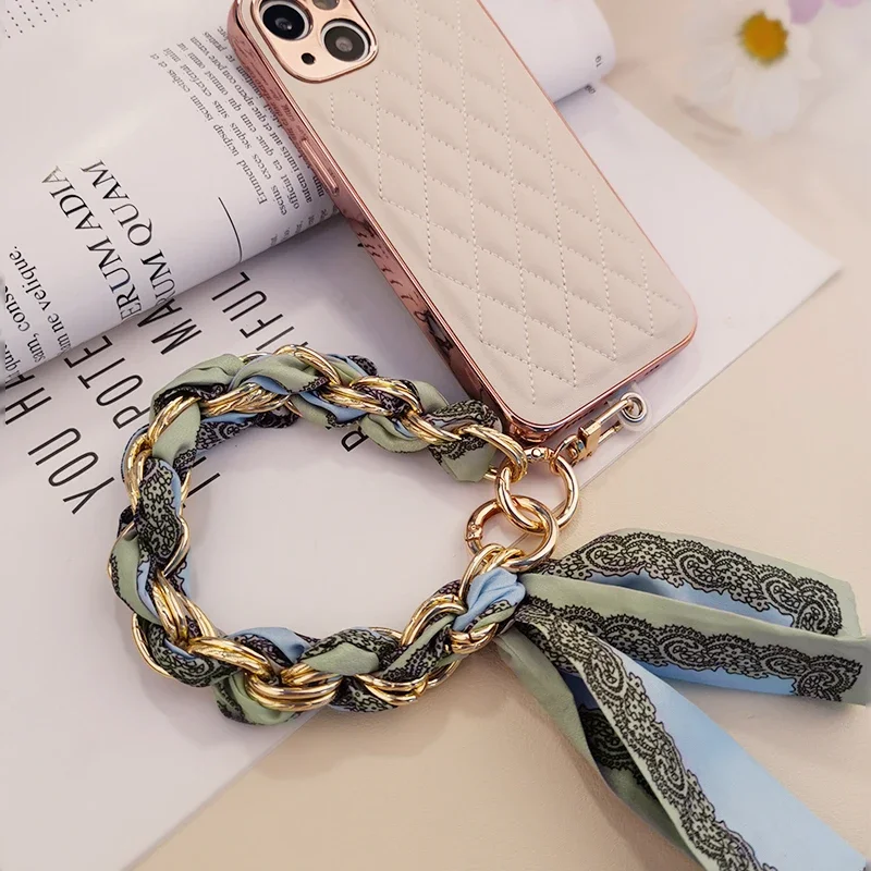 Mobilný telefón Lanyard ručný reťazec módny šál dekoratívna taška na zápästie Ručne tkané anti-stratové príslušenstvo