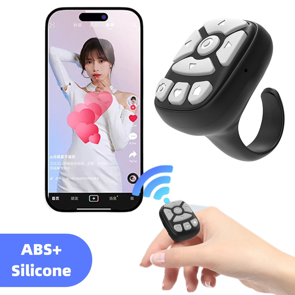 Mobilný telefón Mini remoteter Bluetooth kompatibilný bezdrôtový fotoaparát Shutter Selfie Button pre Tik Tok Ringing Ring pre iPhone iPad
