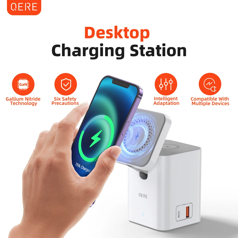 Mobilný telefón Qere Magnetická bezdrôtová nabíjačka Rýchle nabíjanie Bezpečné multifunkčné prenosné prenosné skladacie mini bezdrôtové nabíjačky