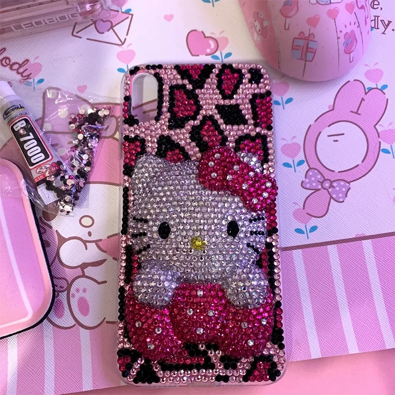 Mobilný telefón s plášťom s diamantmi, Sanrio, Huawei Mate 60 Pro, prilba s vŕtačkou, ručne vyrábaná, puzdro Mate60
