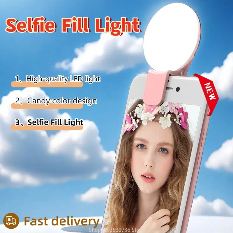 Mobilný telefón výplň bleskový objektív zvonenie svetlo lampa prenosný klip Tri zastávka stmievanie mini odolných praktických 10 LED selfie prsteň krása