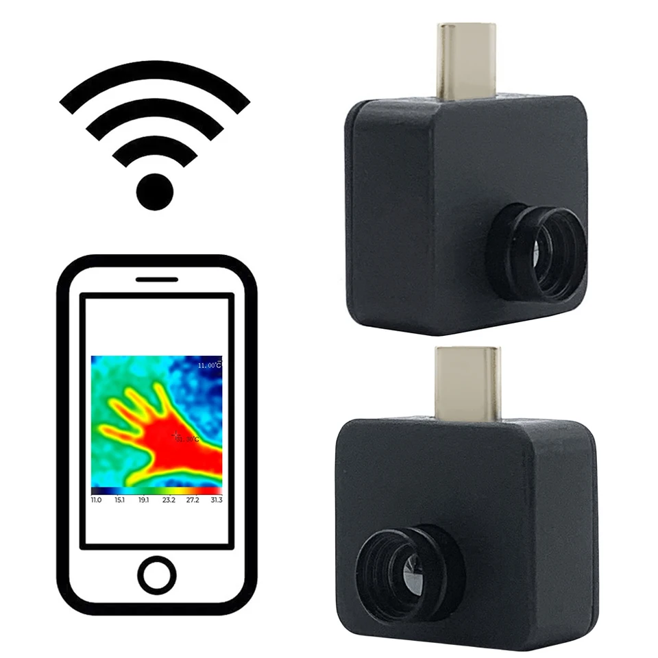 Mobilný tepelný zobrazovač 32*32 pixelov -20 ~ 1 000 ° C Termografická kamera pre infračervú kameru pre mobilný telefón typu Android typu C