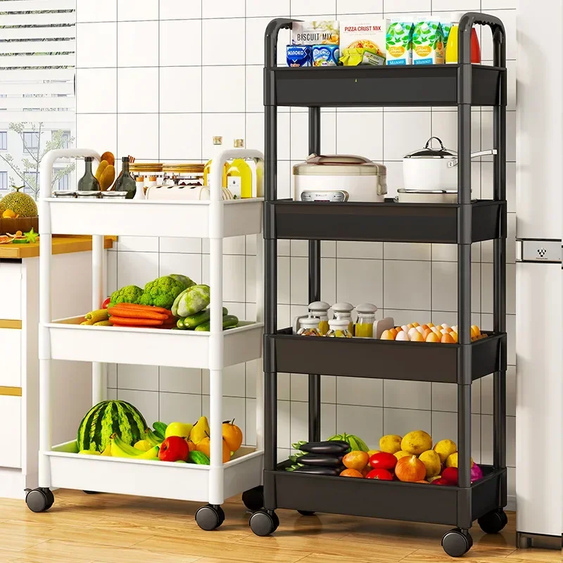 Mobilný úložný stojan Trolley 3/4 vrstvy úložného stojana s kolesami kuchynský úložný vozík Trolley kúpeľňový skladovací stojan na skladovací stojan na občerstvenie