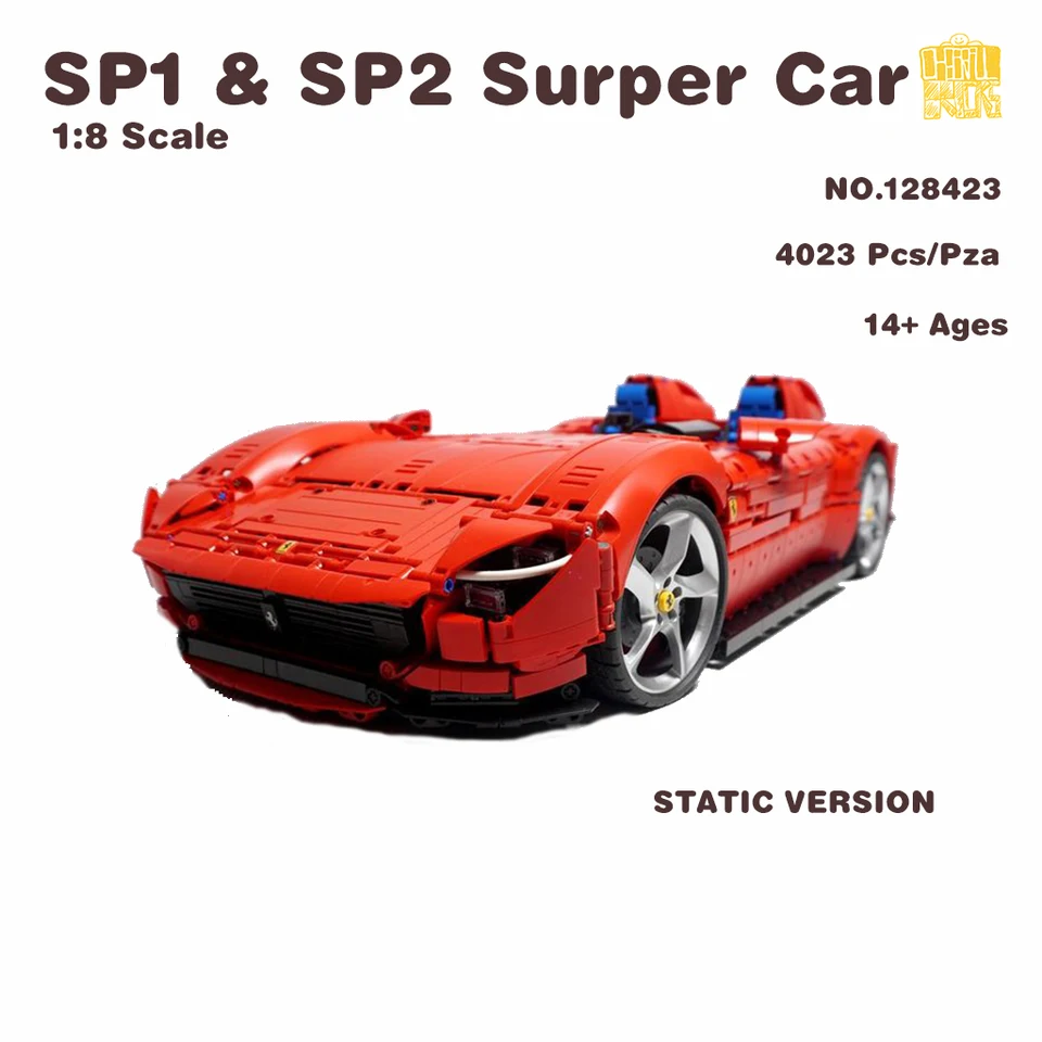 MOC-128423 Super Car 1: 8 Model mierky s kresbami PDF stavebné bloky