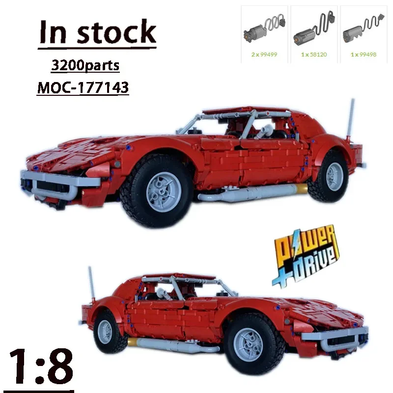 MOC-177143 Nový Corvette StingRay1: 8 Scale3200parts montáž šitie stavebné bloky Model Detské narodeninové stavebné bloky Toygift