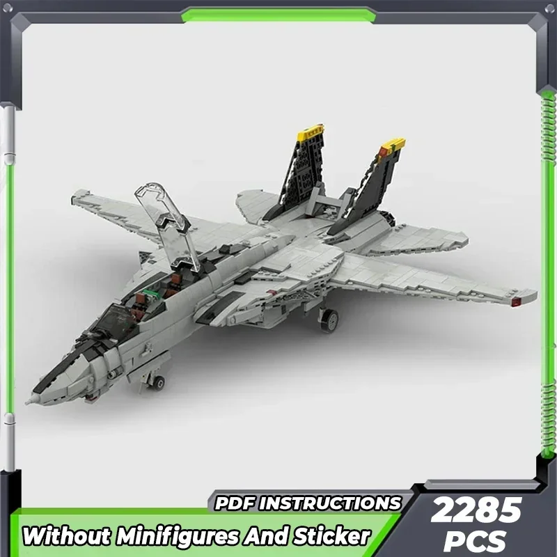MOC Budova tehál Model vojenských zbraní F-14 Tomcat Fighter Technology Modular Block Darčeky Hračky pre deti