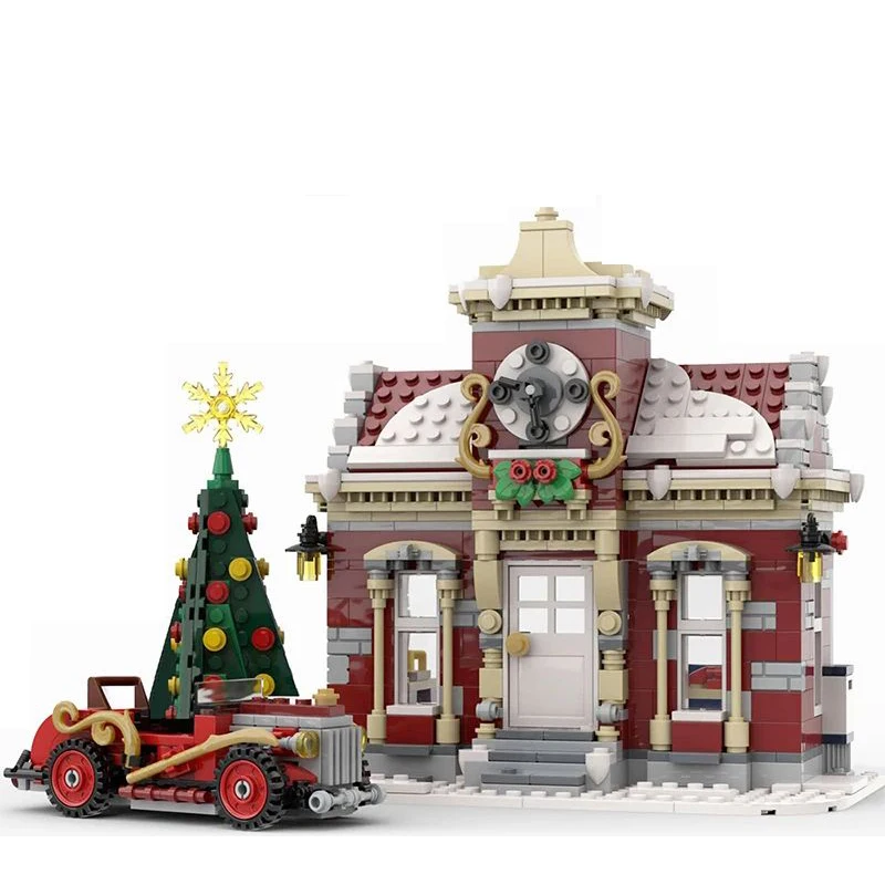 MOC City House Vianoce malá zimná radnica fit 10263 10325 Zimné dediny Sets Building Blocks Darček