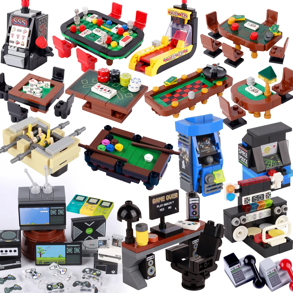 MOC City Poker Table Slots Ski Ball Game Machine Console Building BlockSputer tehly Hračky Boys Darček