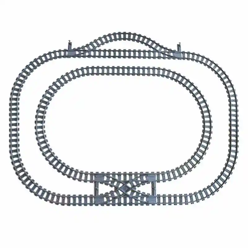 MOC City Train Rail Crossing Tracks Set Stud Gap Triple Switch Tehly Stavebné bloky Technické osvietenie hračiek pre deti