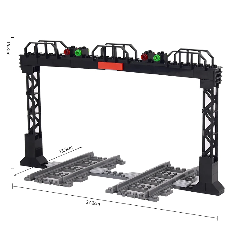 MOC Creative Expert nápady City Dvojitá trasa Train Semafor Dopázané svetlo Urban Road Signs Board Building Builds Blocks Kid Vianočné hračky