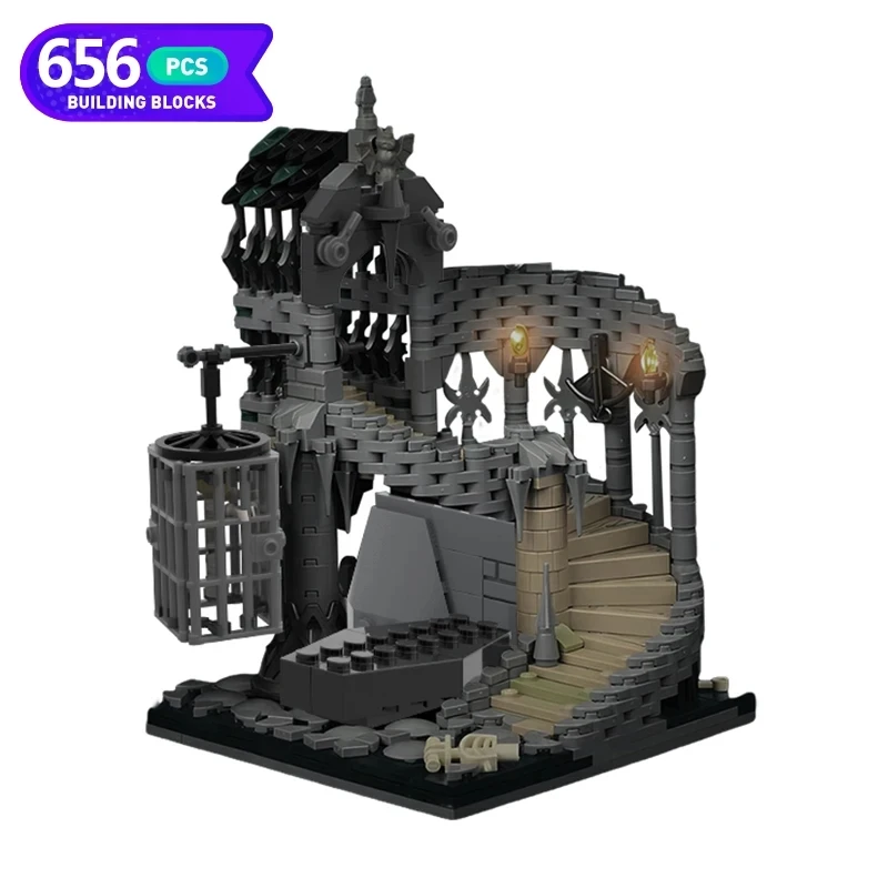 MOC Dungeons a Dragons Horror Castle Prison Dungeon Skull Vampire Building Blocks Spiral House Schodisko tehly