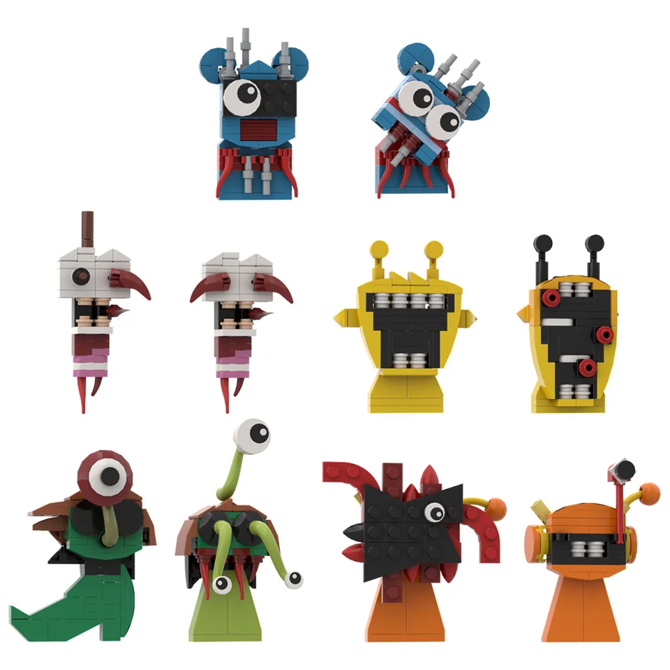 MOC Hudobná hra Incredibox Sprunki Elf Building Blocks Blocks Dark Horror Model Action Figure Zhromaždená tehlová hračka vianočný darček