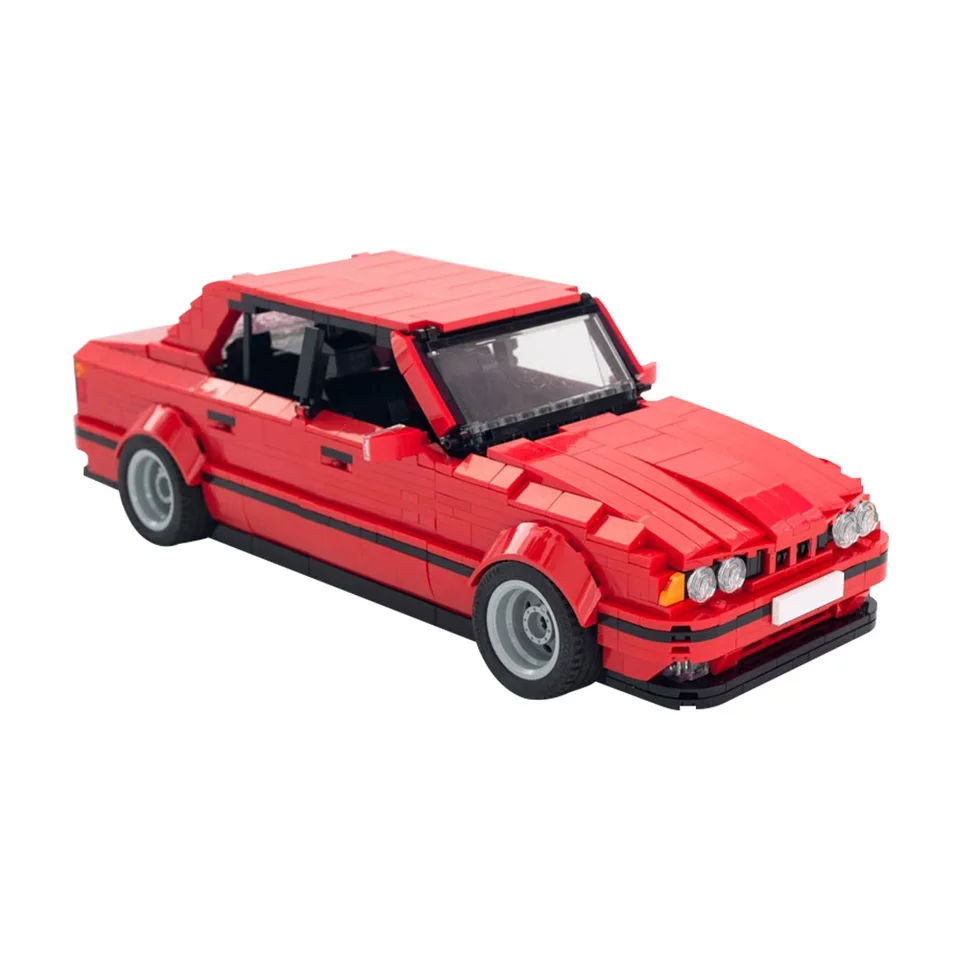 MOC M5 E34 Sports Car Model Building Bloky Red Supercar Speed ​​Racing Car Creative Design Zhromaždené tehly