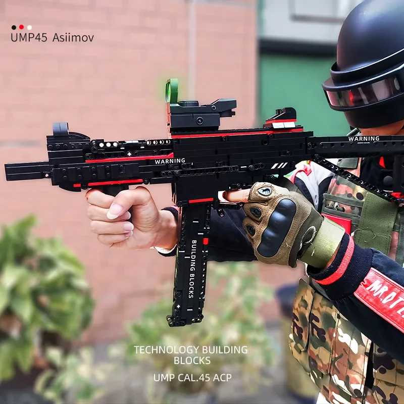 MOC MOLICKÁ SERIES BUDOVANÁ Bloková zbraň UMP45 môže strieľať guľky kompatibilné s technológiou LEGO BRICKS II WEST HORKY