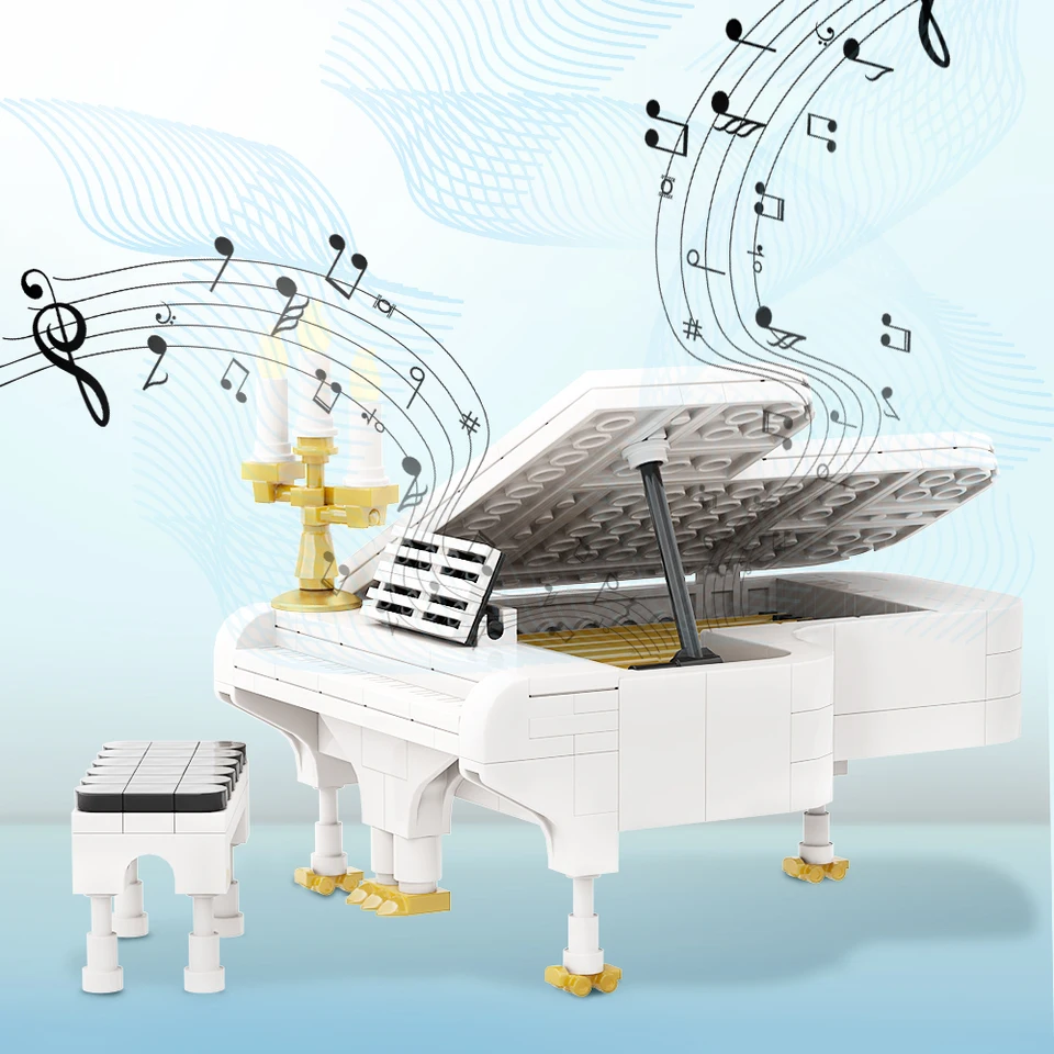 MOC Piano Building Blocks Hudobný nástroj DIY Model detské dekorácie hračky Hračky tehly súpravy vzdelávacie narodeniny darček pre deti dospelých