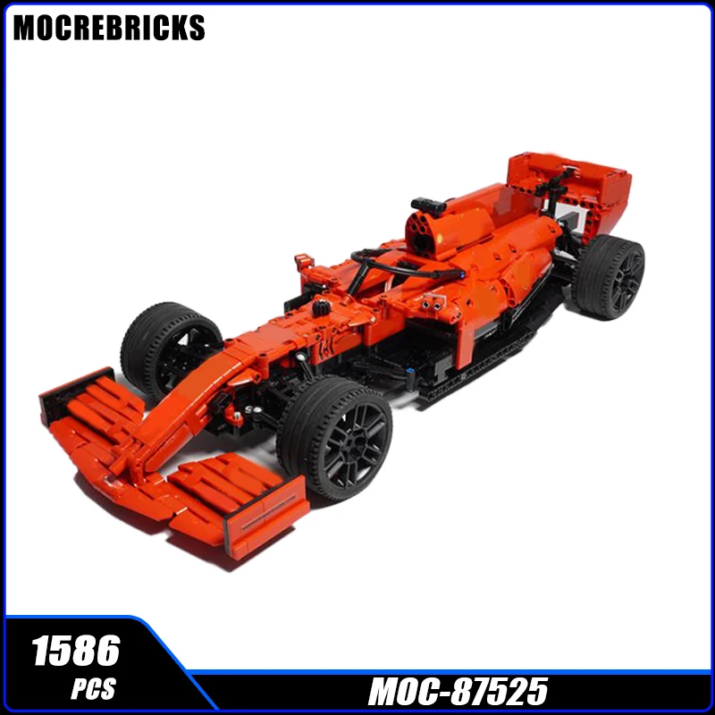 MOC Racing Seires Red (8386 Base) 1:10 Scale Build Block Block Block DIY Model Zbierka Experti Technológia Techory Hračky Vianočné darčeky