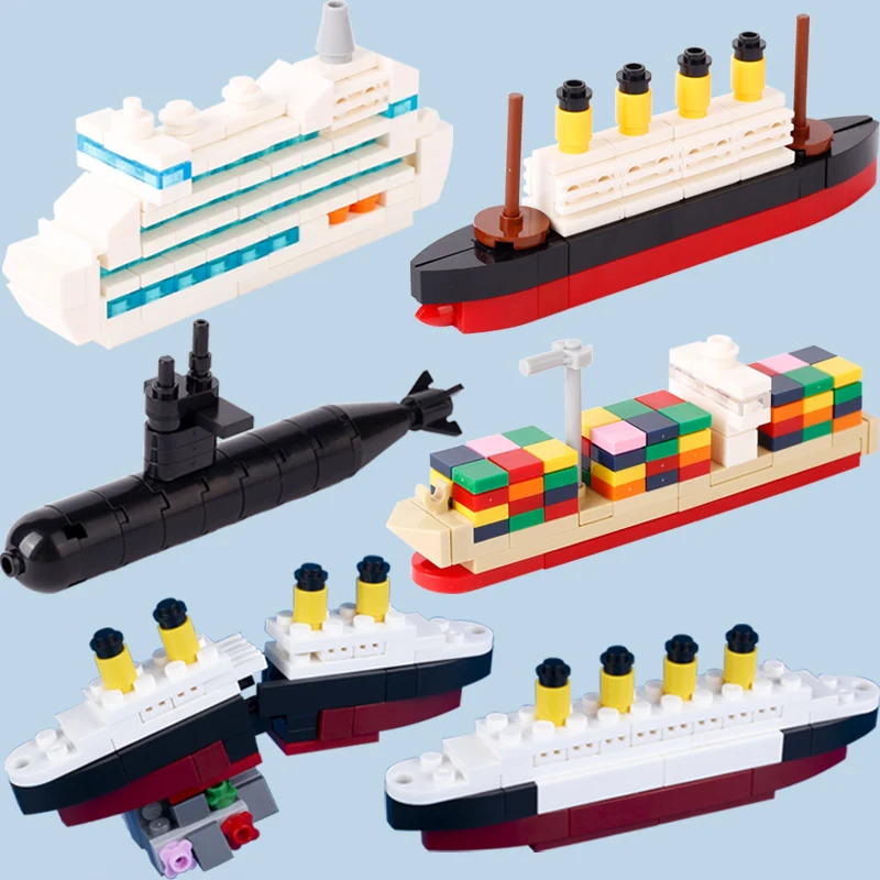 MOC RMS Titanic Cruise Boats Building Blocks Building Ship Ship Submarine Mini City Model doplnky tehly Detské hračky Darčeky