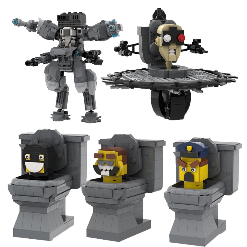 MOC Skibidi toaletná kamera Mech VS Flying Buzzsaw toaleta Building Blocks Set Dekorácie pre domácich majstrov pre dieťa Darček pre dospelých