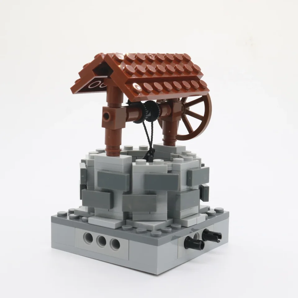 MOC stavebné bloky hračky Stredoveké starodávne dobre dobre model Middleage Hut Water Wall CountrySide Road Hračky pre deti narodeniny darčeky