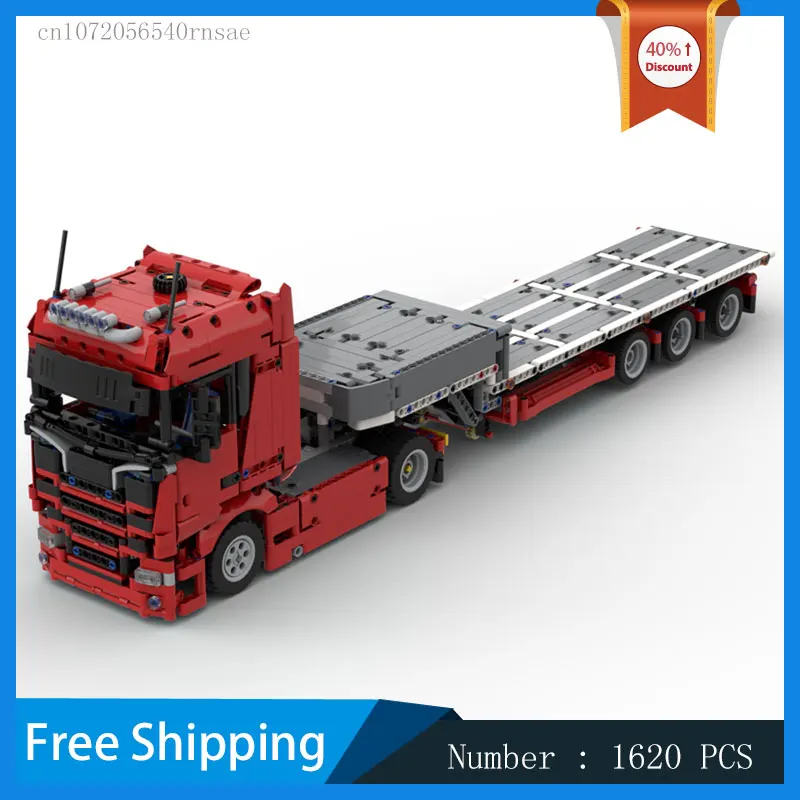 MOC stavebné bloky Tractor Tractor Tractor Trailer Model DIY Techory Zostavujú hračky vianočné darčeky darčeky