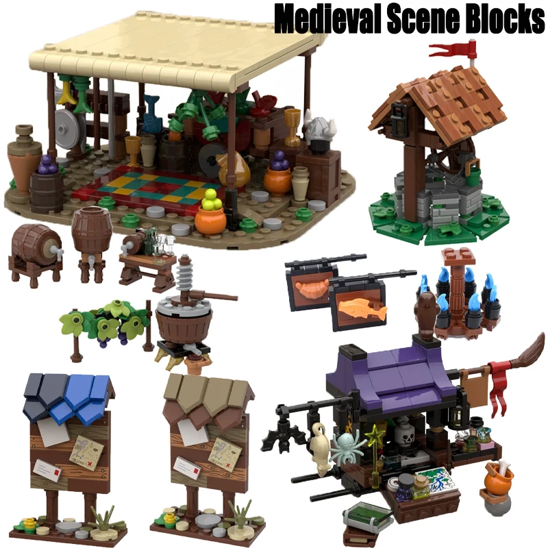 MOC Stredoveká ulica View Scéna Scéna Budúce bloky hradu spálne kuše obliehanie kladiva Bulletin Sign Sign Laboratory Bricks Darčeky