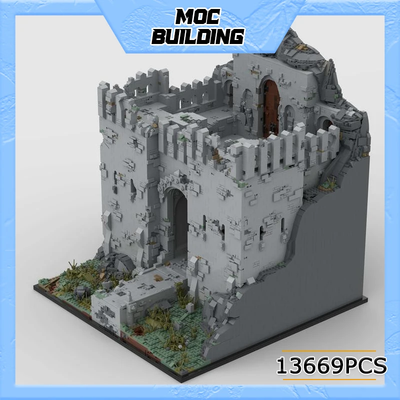 MOC Stredoveké architektúry Hrad Stavebs Blocks Blocks Creative Street View Model Model Black Battle Hračky Zbierka Vianoce Darčeky