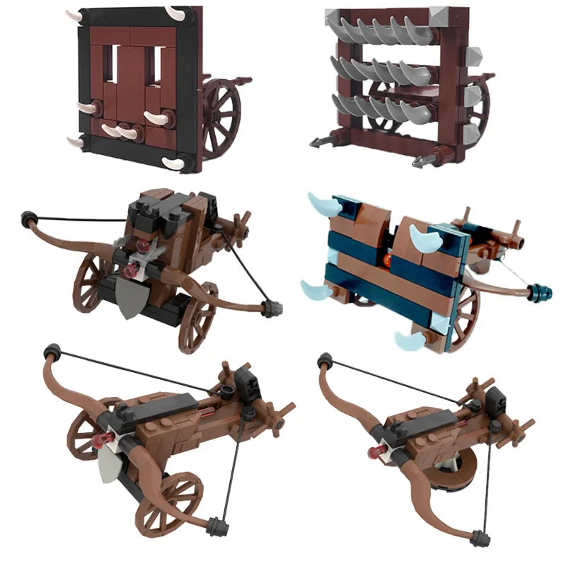 MOC Stredoveké bloky Rímske hradné postavy Legionárne Crossbow Car Chariot Vojenské zbrane Set