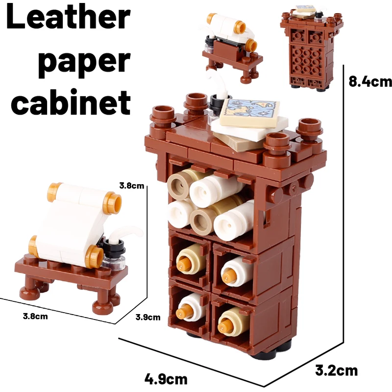 MOC Stredoveké kožené papierové skrinky Stavebné bloky Castle Knights Pen Book Box Box Soldier Figure Figure Doplnky tehly Hračky Darčeky
