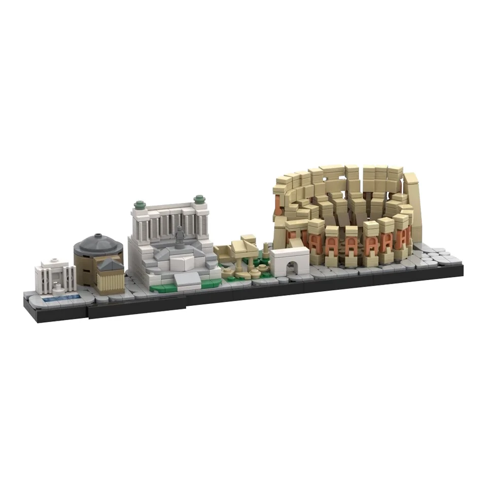 MOC Taliansko Rím Skyline Model Model Blokovanie mestského výhľadu Pantheon Staroveké rímske fórum Colosseum Architecture Brick Toy Gift