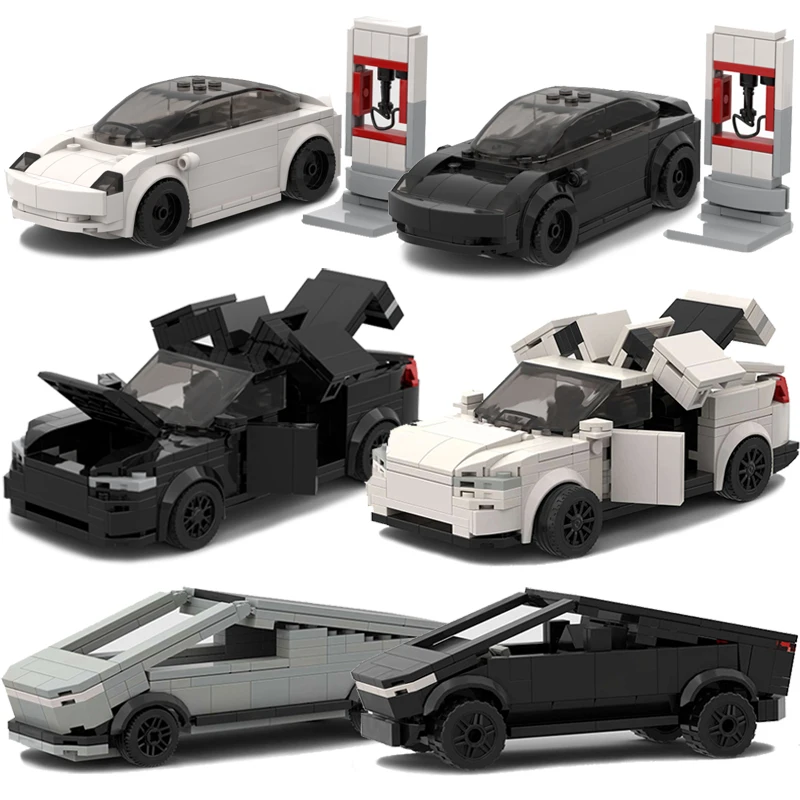 MOC TECHNICKÝ TESLAED Model Racer Building Blofting Blocks Mestské vozidlá tehly Speed ​​Champions Racing F1 Super Race Vianočné hračky